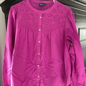 GAP Women's Pink Eyelet Top
